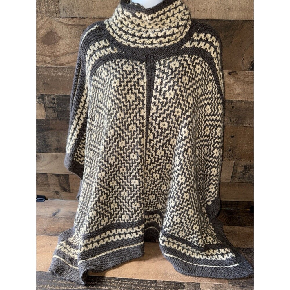 Lauren Ralph Lauren Southwestern Turtleneck Wool Blend Poncho Size S/M